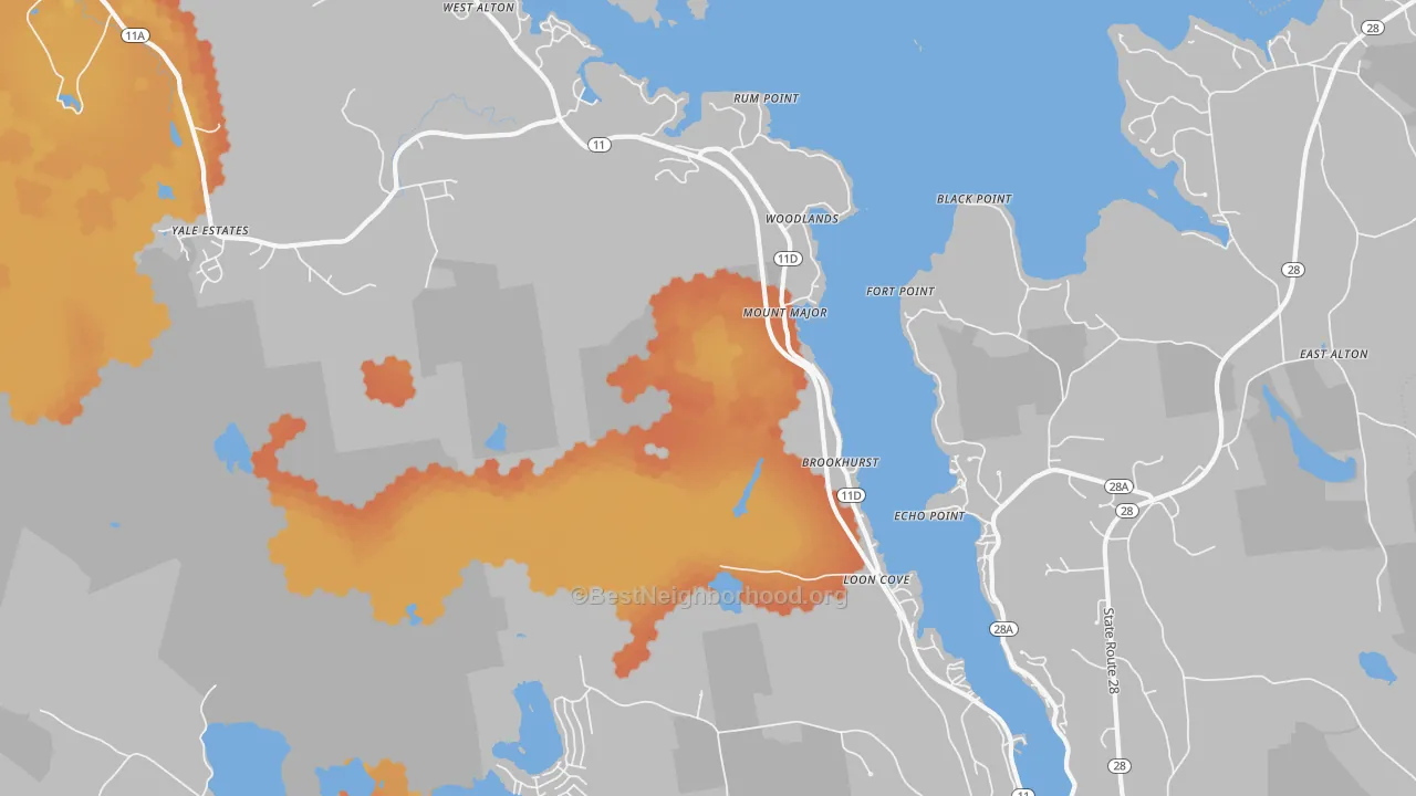 Bike Grade map of Alton Bay, NH