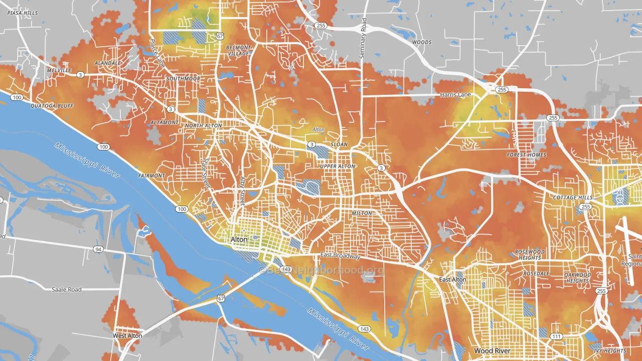 Bike Grade map of Alton, IL