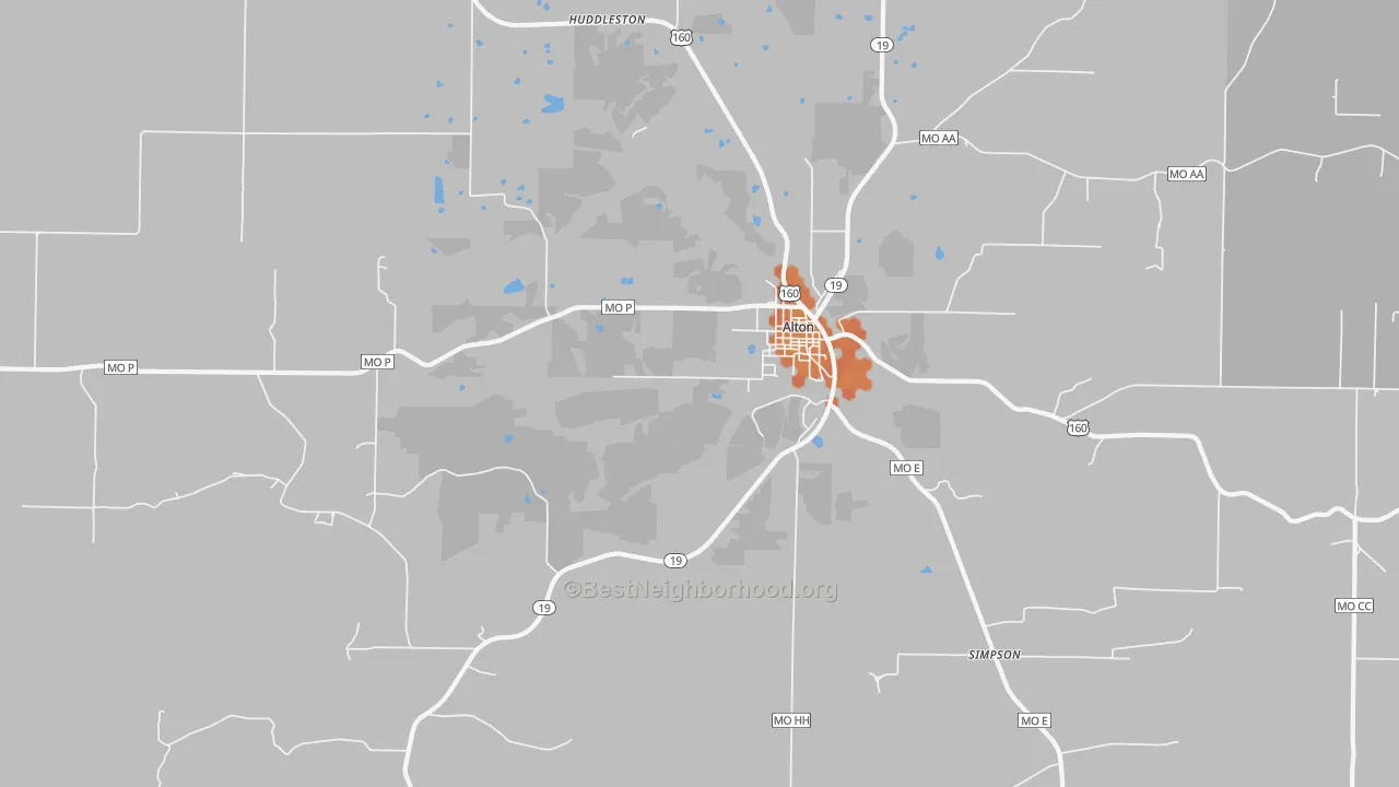 Bike Grade map of Alton, MO