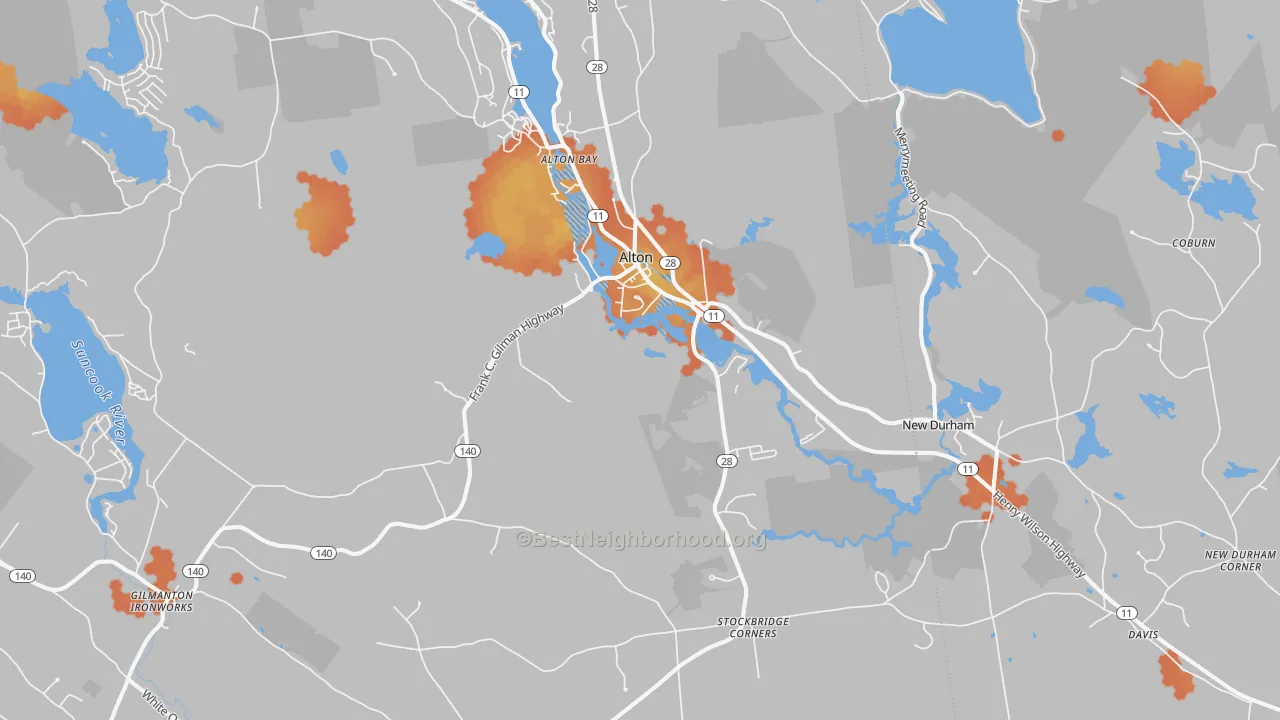 Bike Grade map of Alton, NH