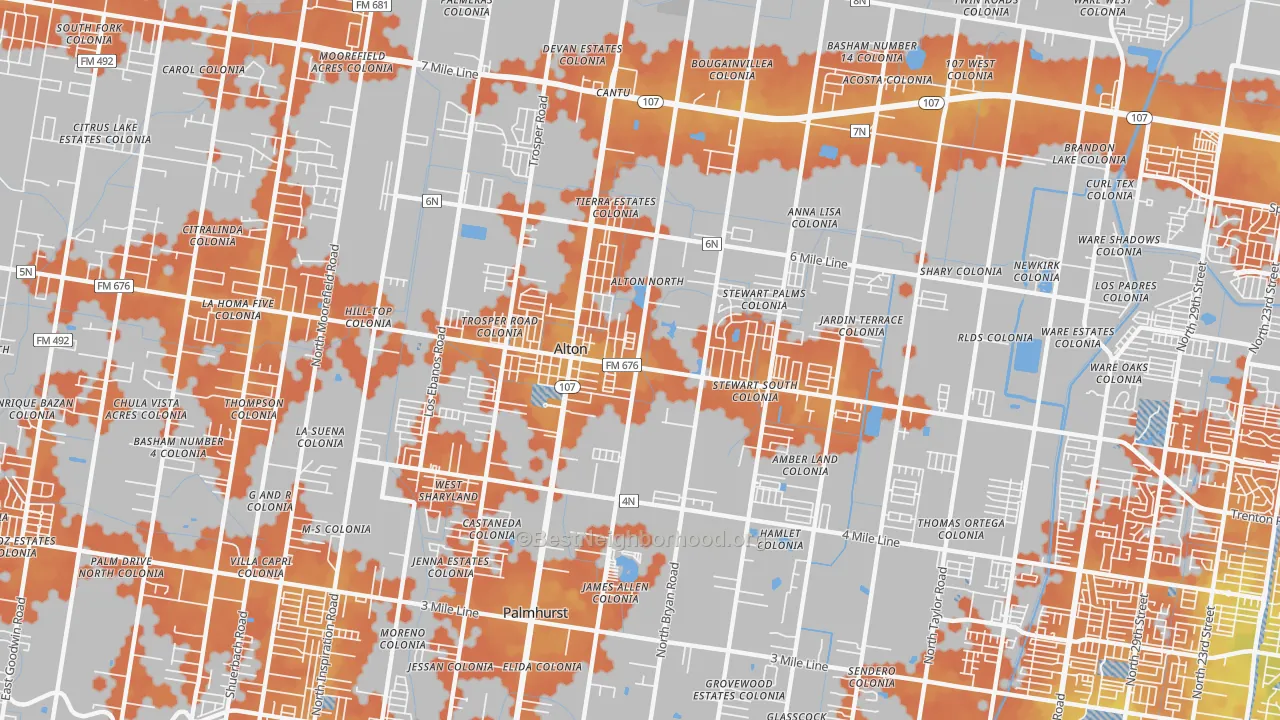 Bike Grade map of Alton, TX