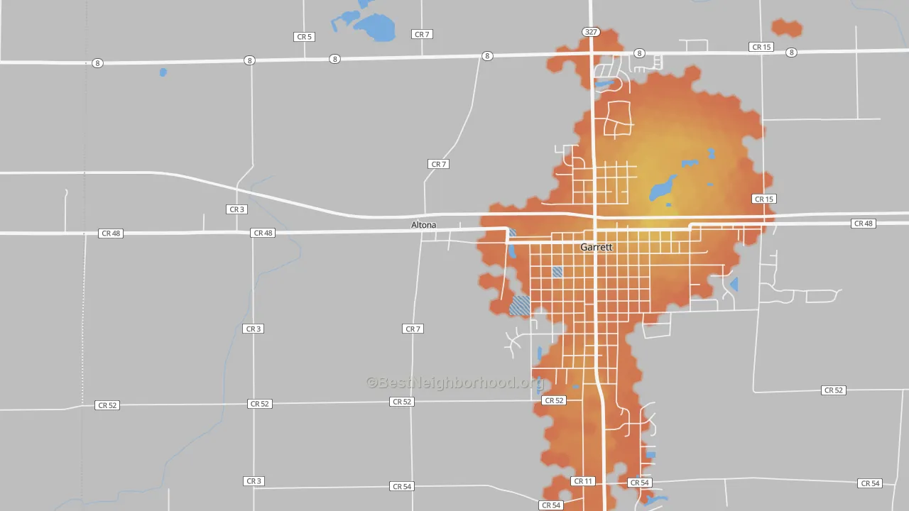 Bike Grade map of Altona, IN