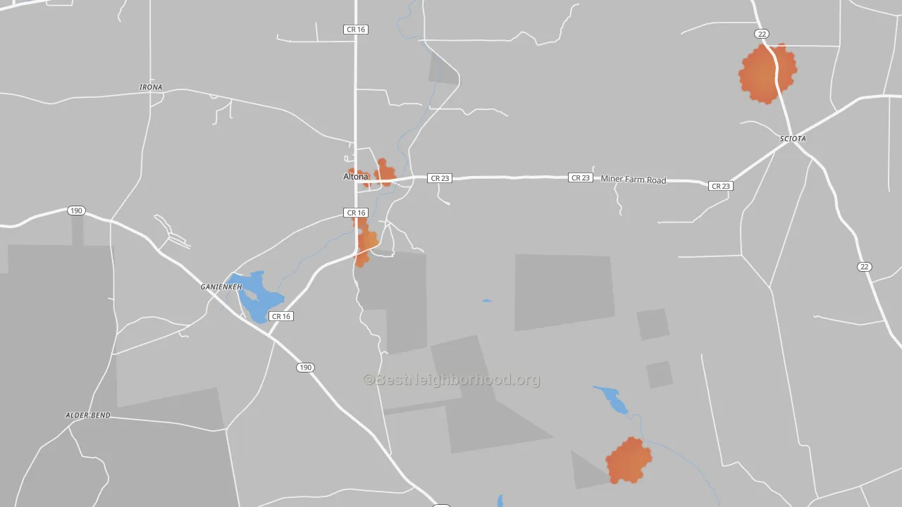 Bike Grade map of Altona, NY