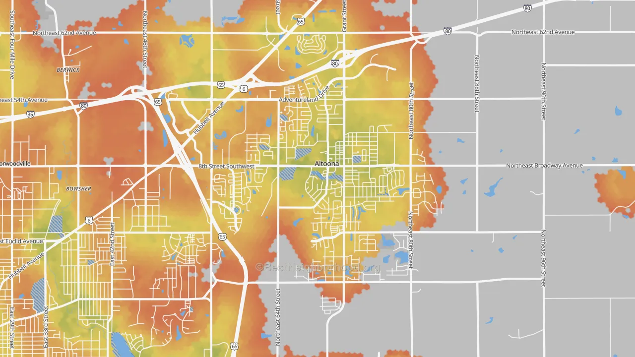 Bike Grade map of Altoona, IA