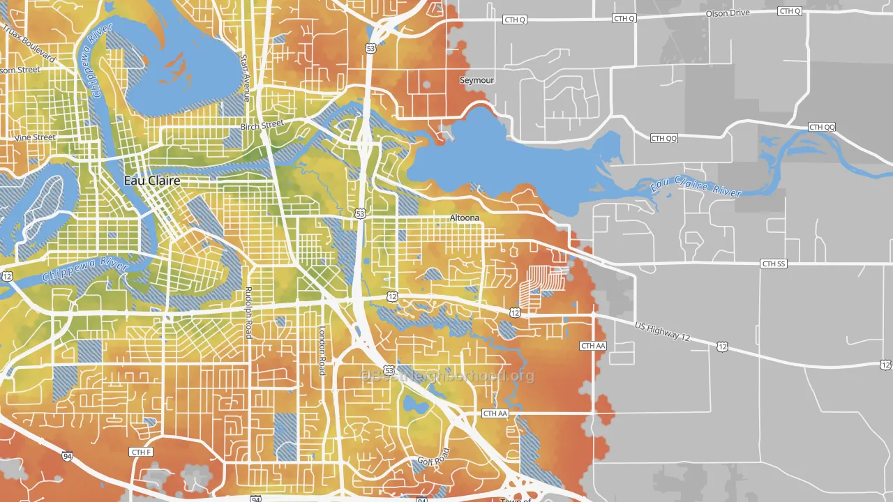 Bike Grade map of Altoona, WI