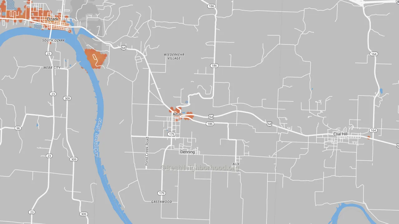 Bike Grade map of Altus, AR