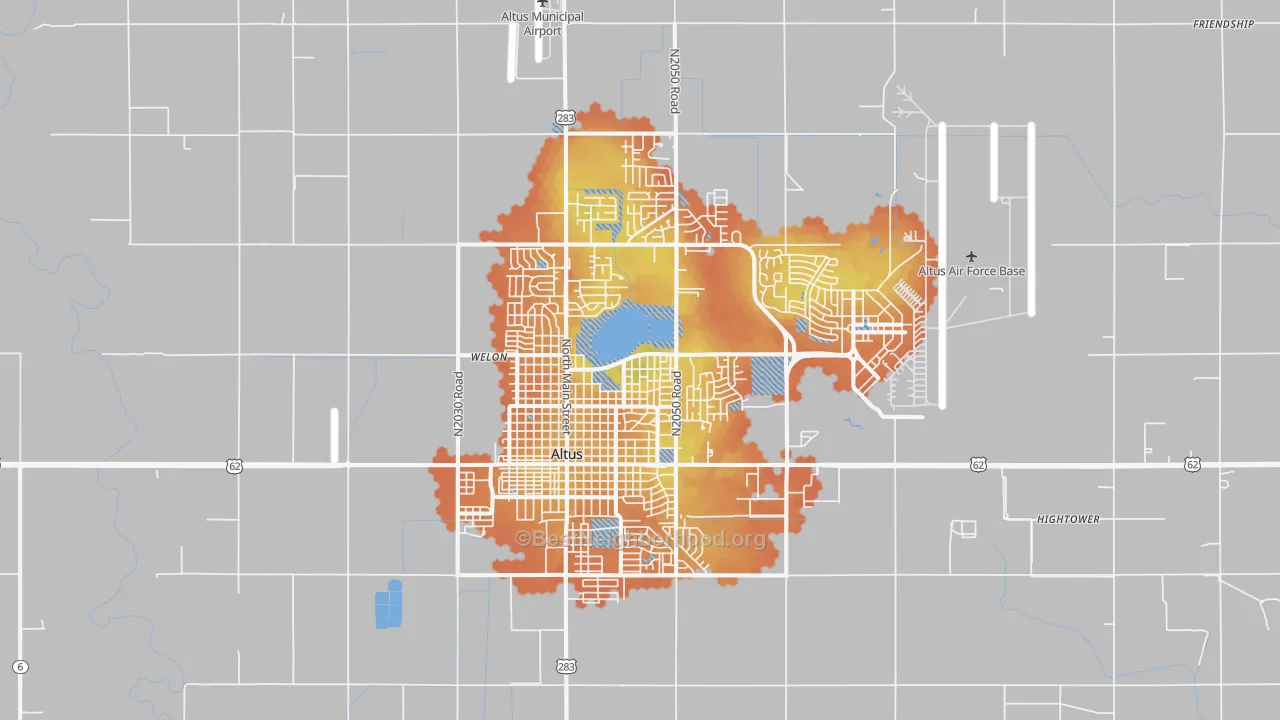 Bike Grade map of Altus, OK