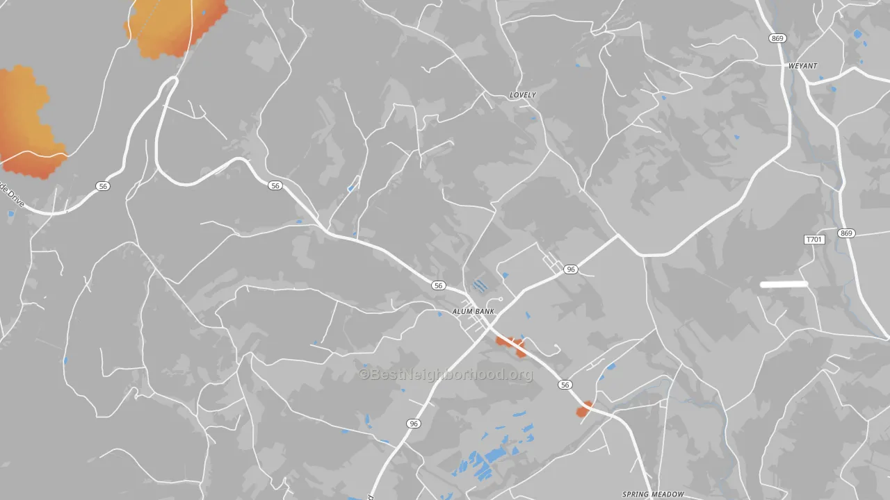 Bike Grade map of Alum Bank, PA