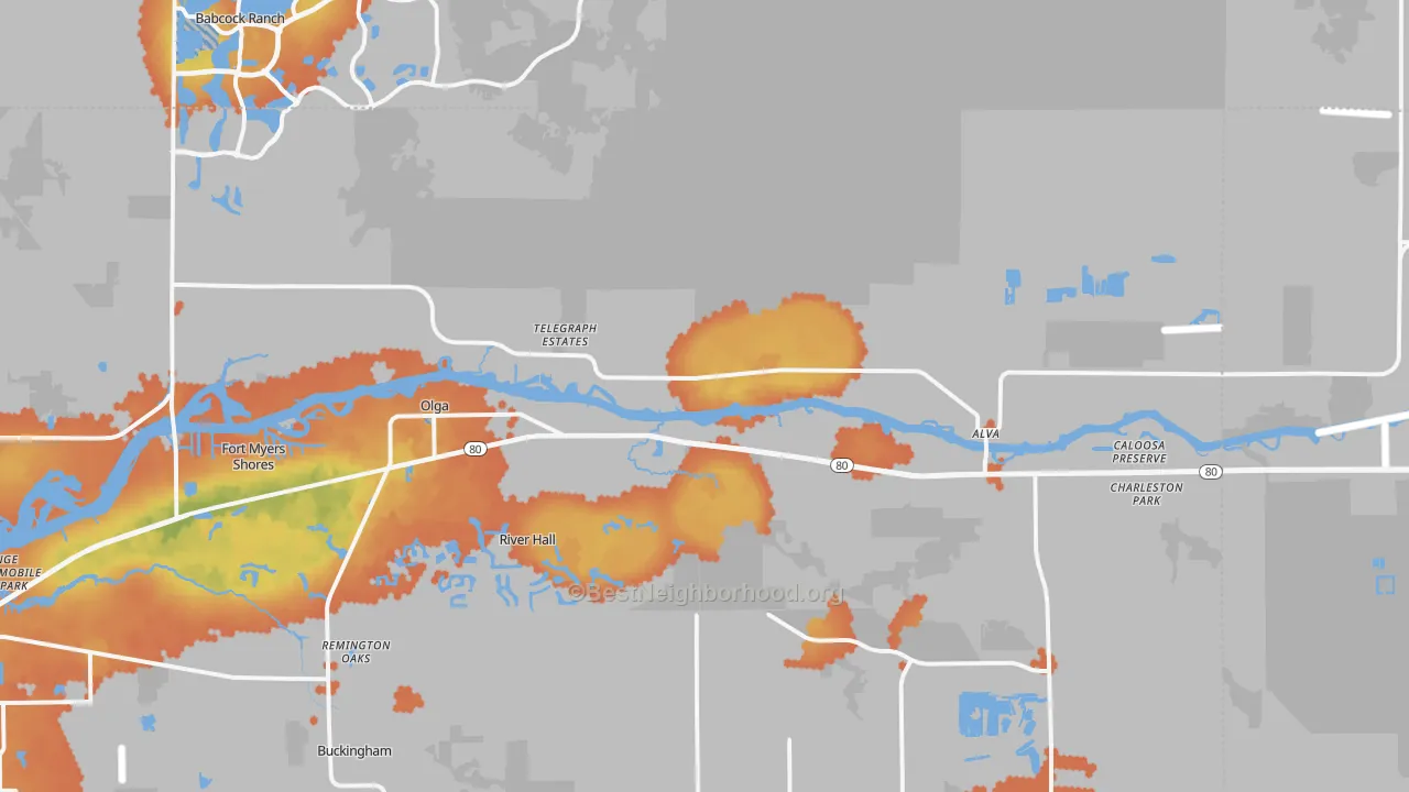 Bike Grade map of Alva, FL