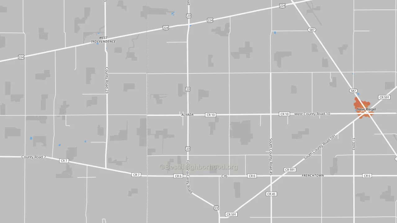 Bike Grade map of Alvada, OH
