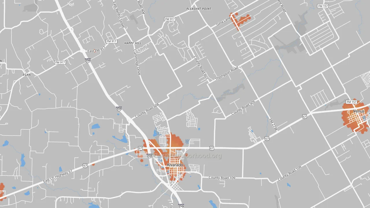 Bike Grade map of Alvarado, TX