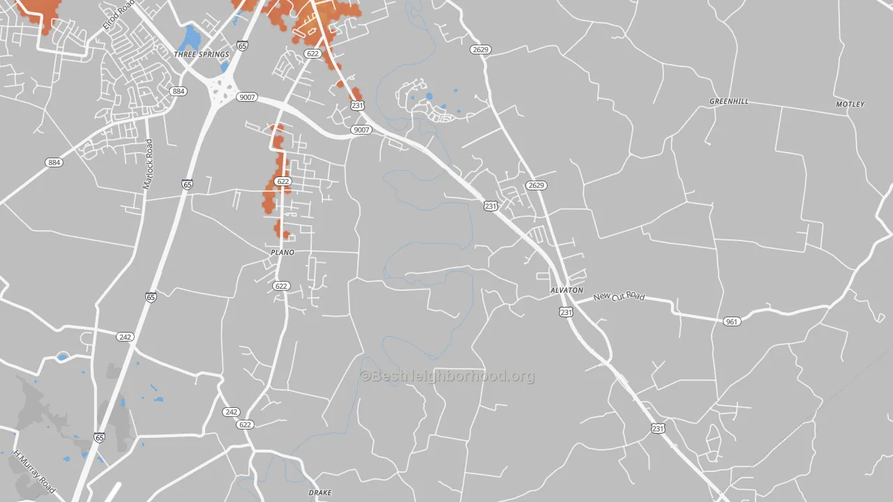 Bike Grade map of Alvaton, KY