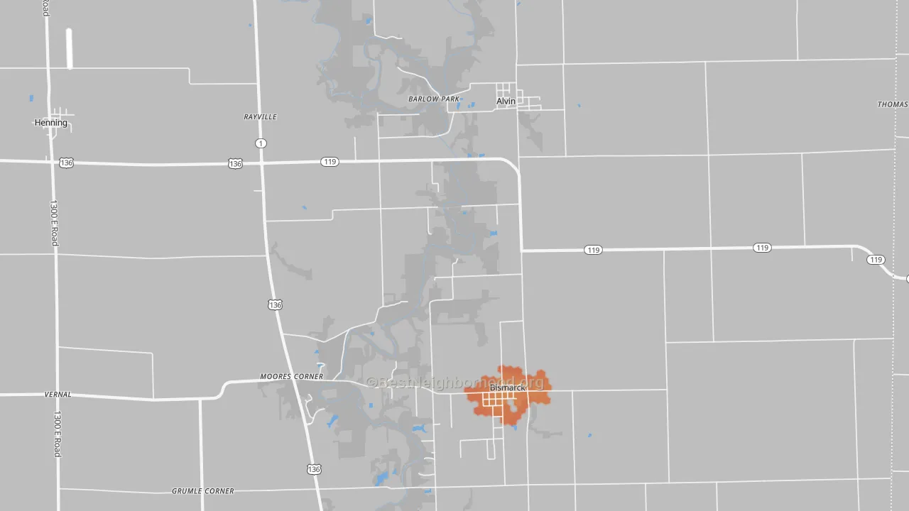 Bike Grade map of Alvin, IL