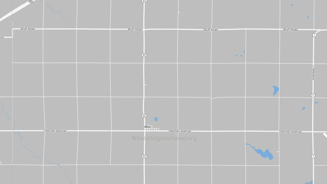 Bike Grade map of Alvo, NE