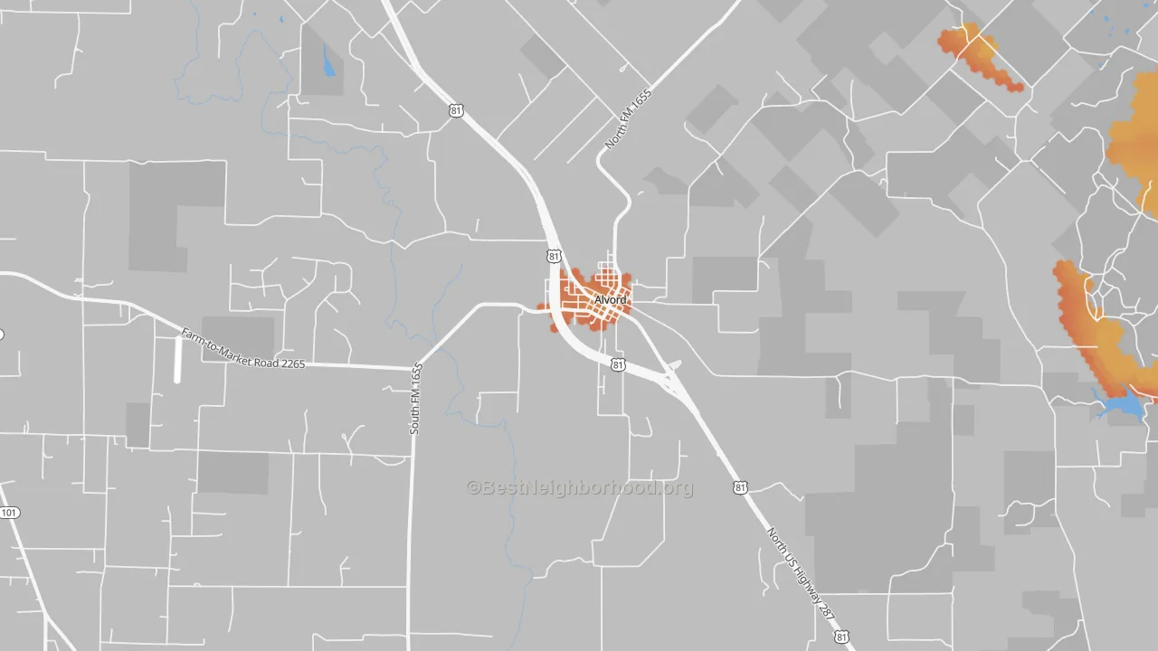 Bike Grade map of Alvord, TX