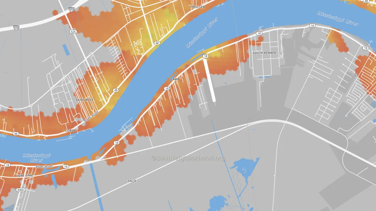 Bike Grade map of Ama, LA