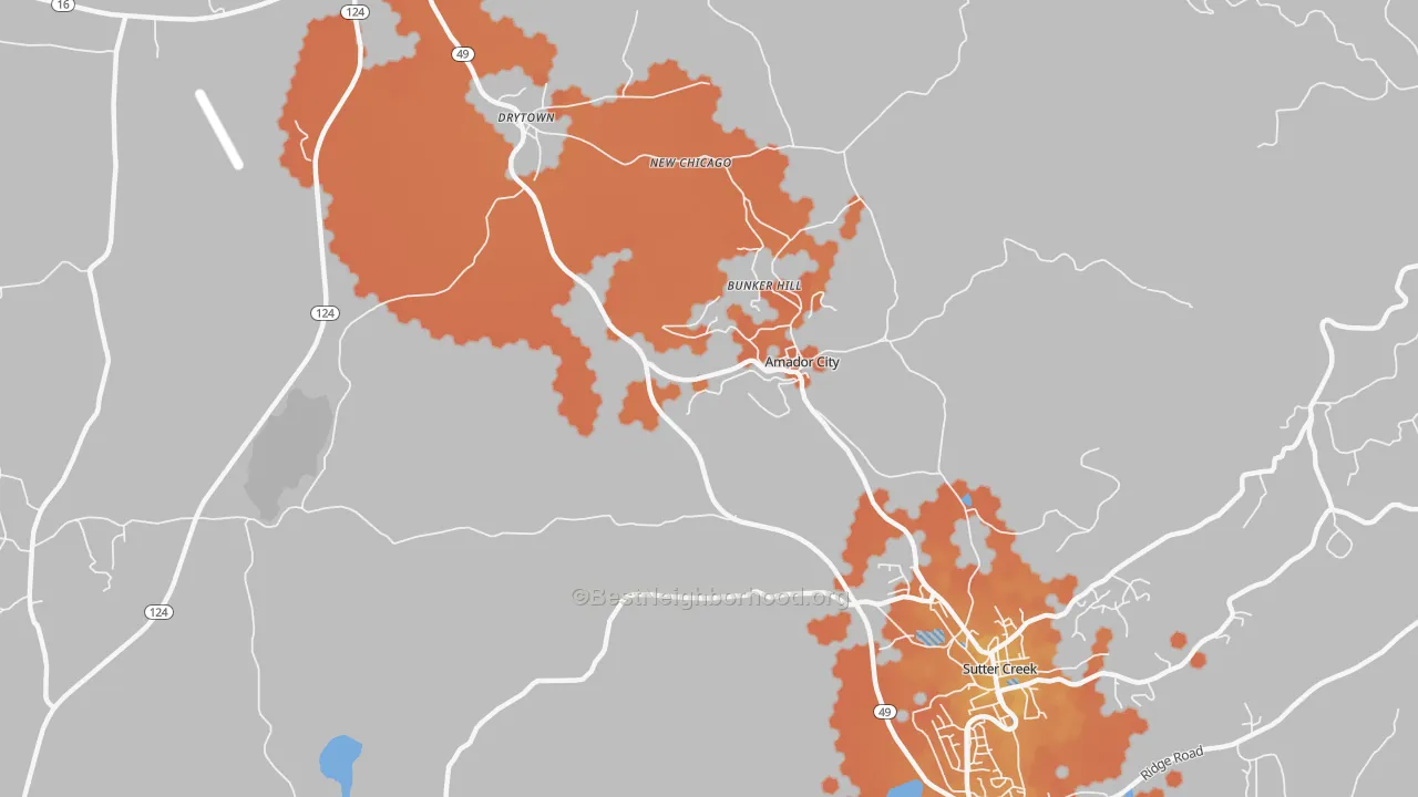 Bike Grade map of Amador City, CA