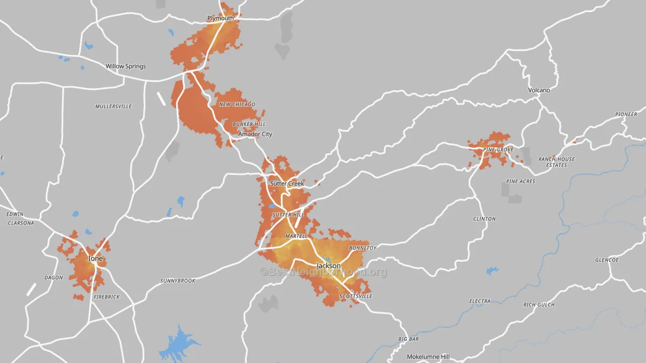 Bike Grade map of Amador County, CA