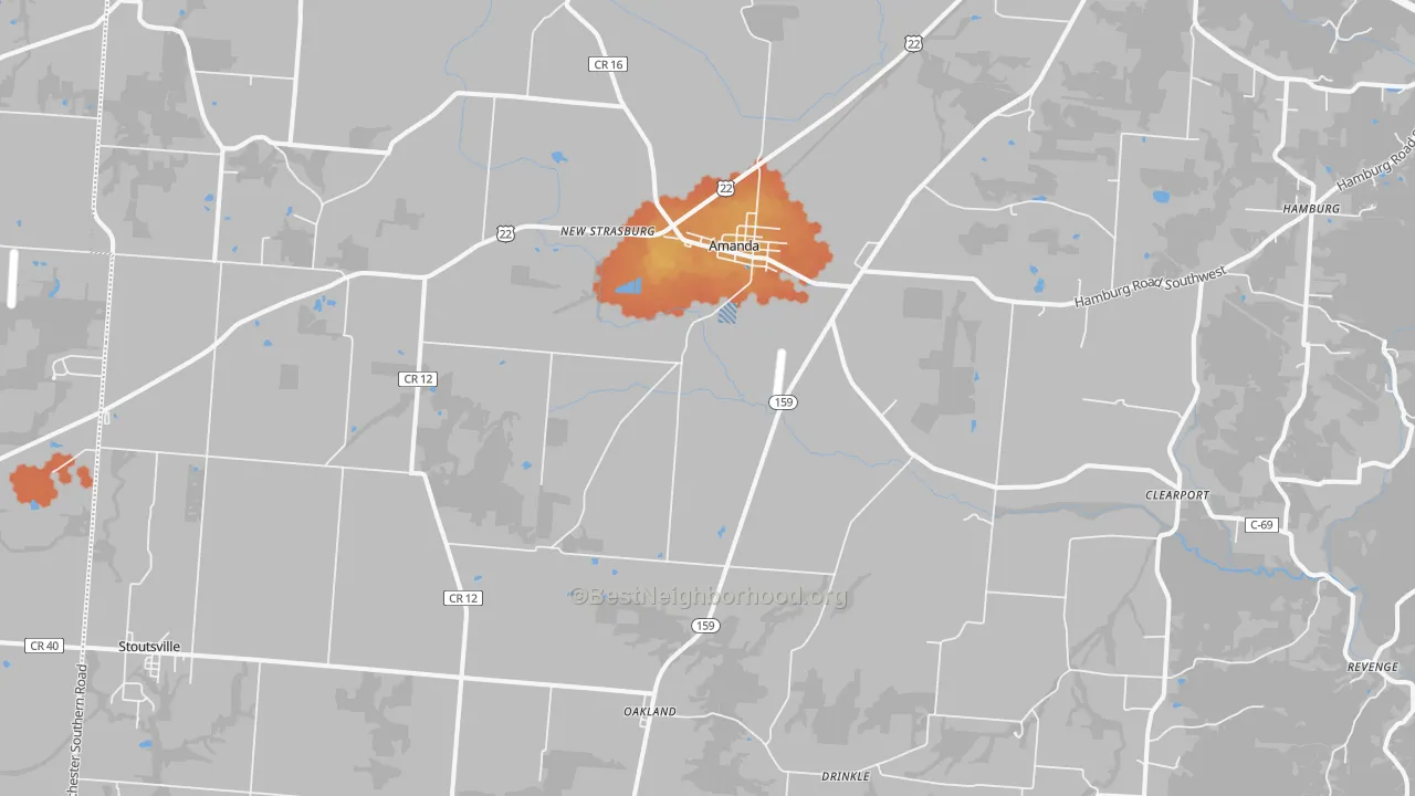 Bike Grade map of Amanda, OH
