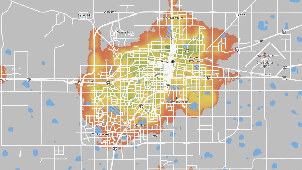 Bike Grade map of Amarillo, TX