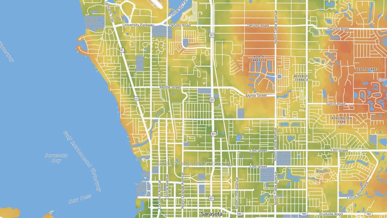 Bike Grade map of Amaryllis Park, Sarasota, FL