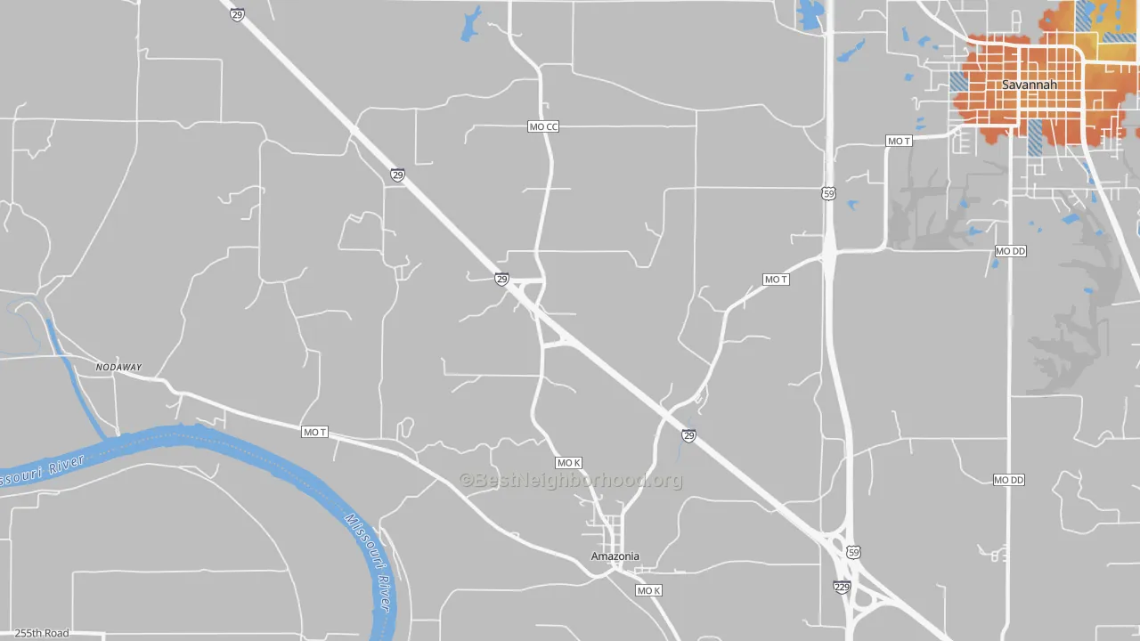 Bike Grade map of Amazonia, MO