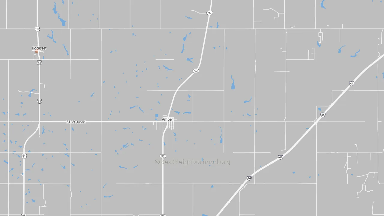 Bike Grade map of Amber, OK