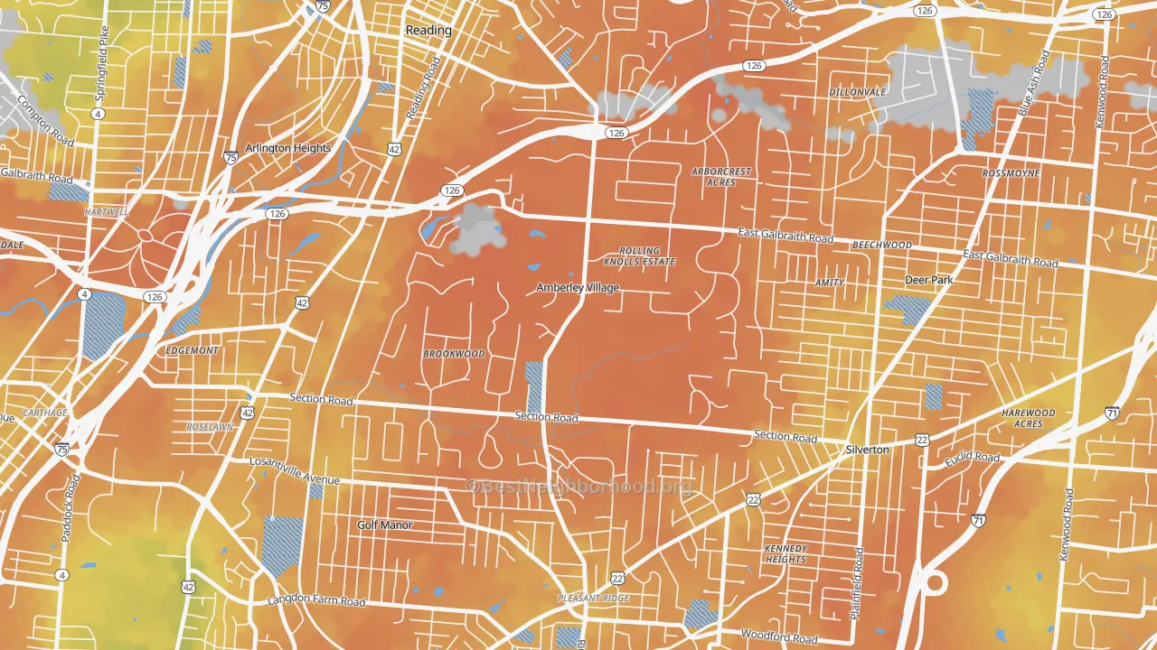Bike Grade map of Amberley, OH