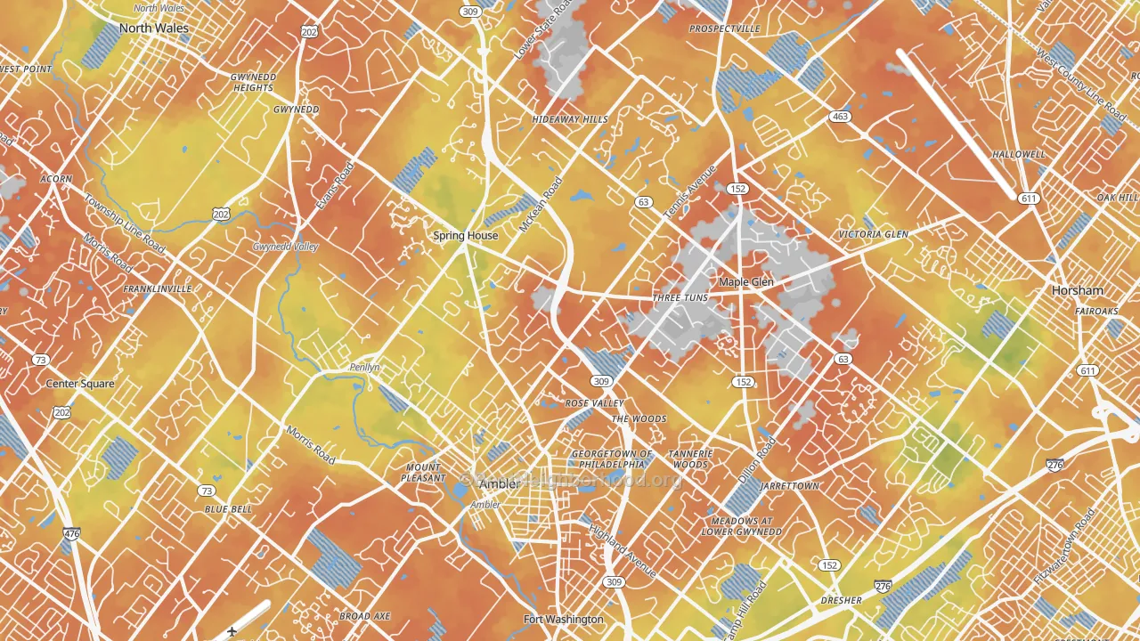 Bike Grade map of Ambler, PA
