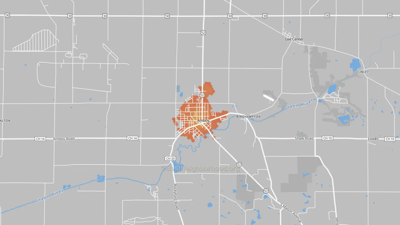 Bike Grade map of Amboy, IL