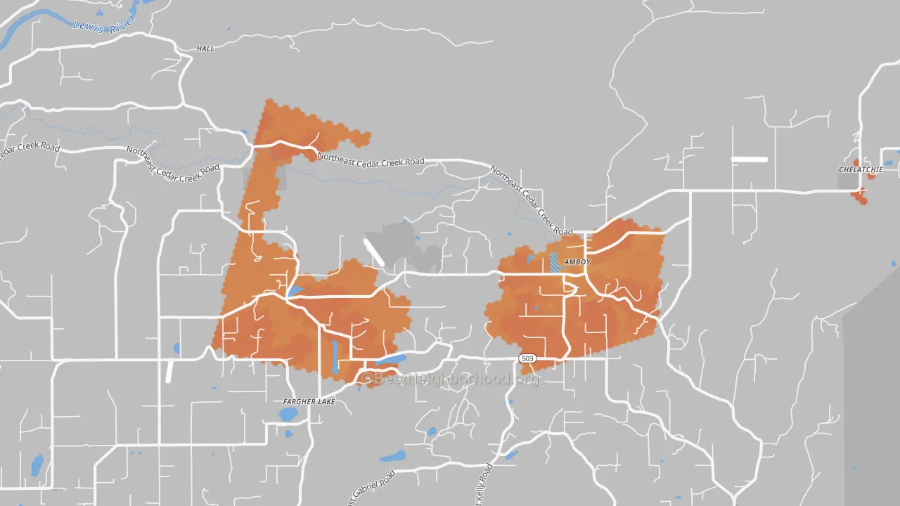 Bike Grade map of Amboy, WA