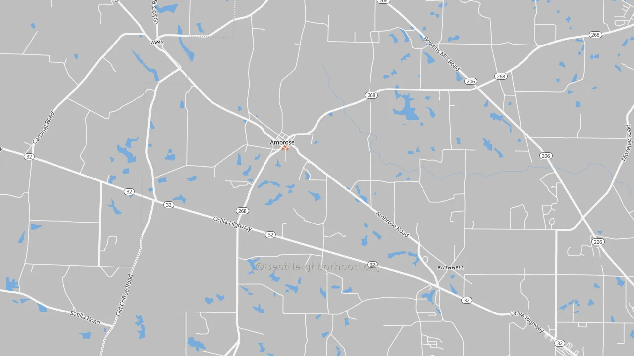 Bike Grade map of Ambrose, GA