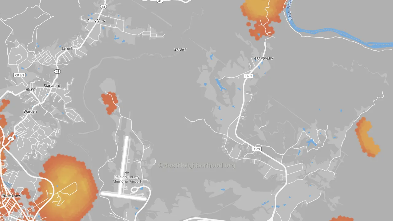 Bike Grade map of Ameagle, WV