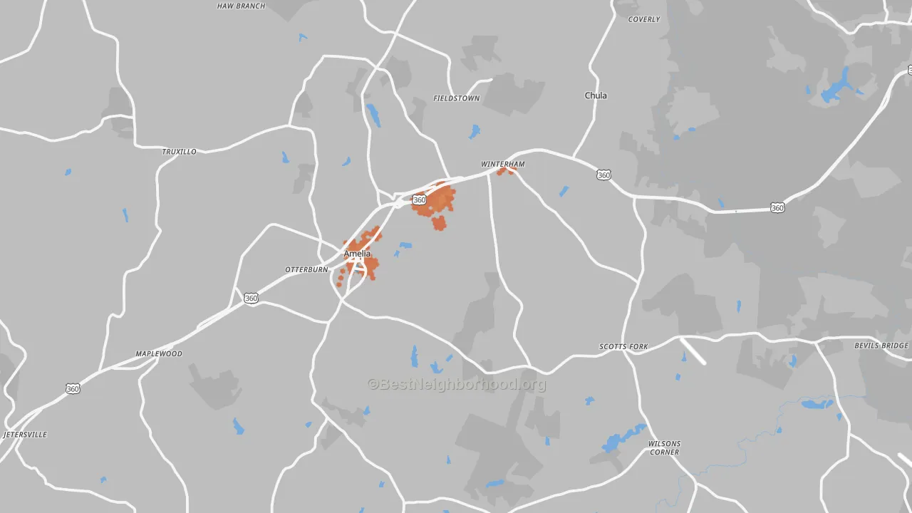 Bike Grade map of Amelia Court House, VA
