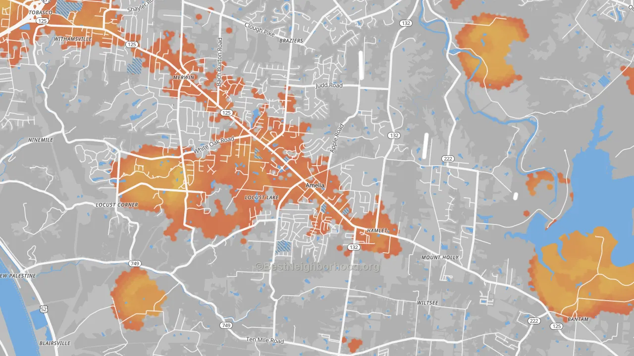 Bike Grade map of Amelia, OH