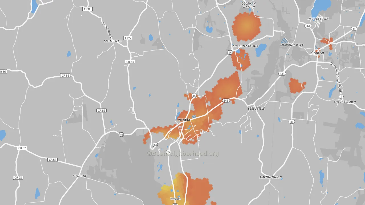 Bike Grade map of Amenia, NY