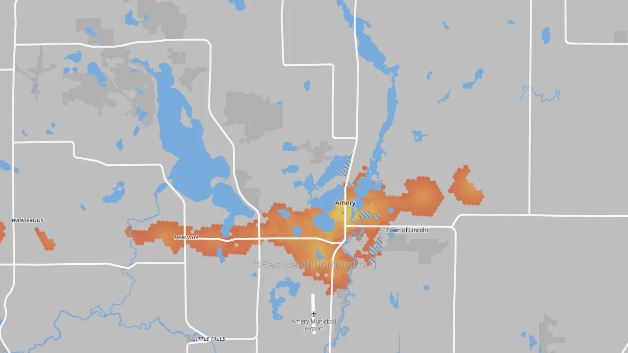 Bike Grade map of Amery, WI