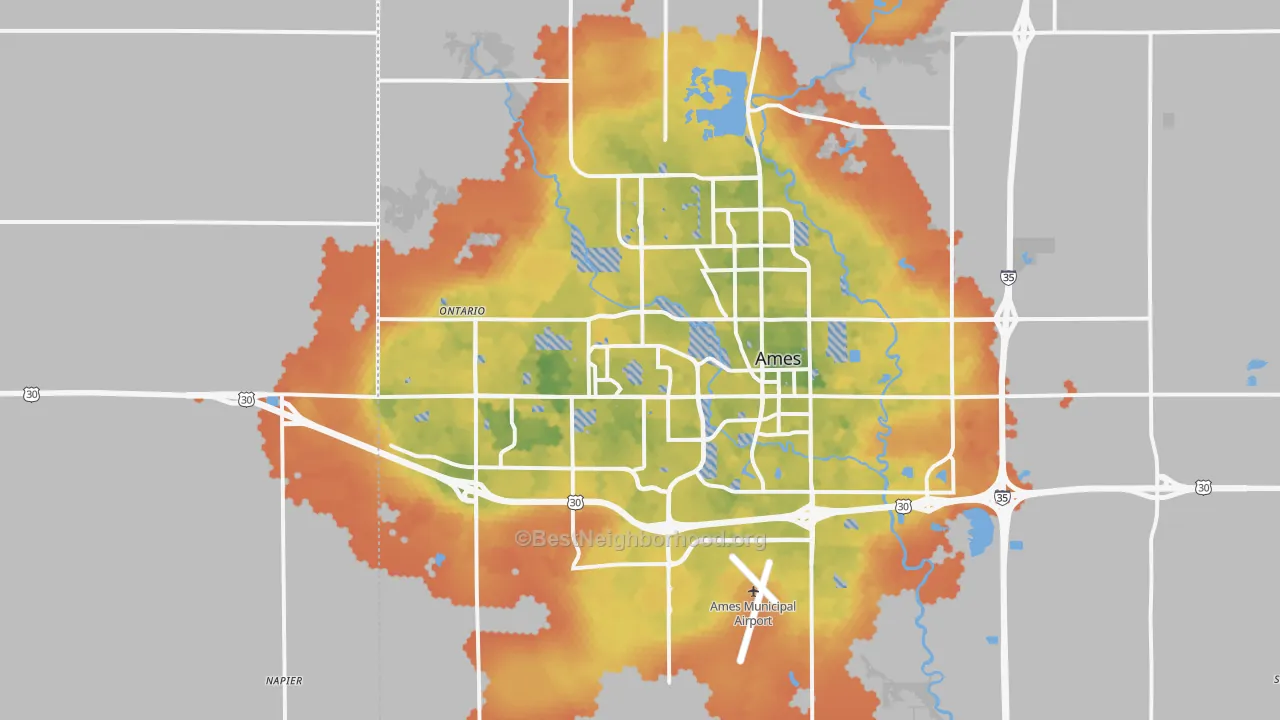 Bike Grade map of Ames, IA
