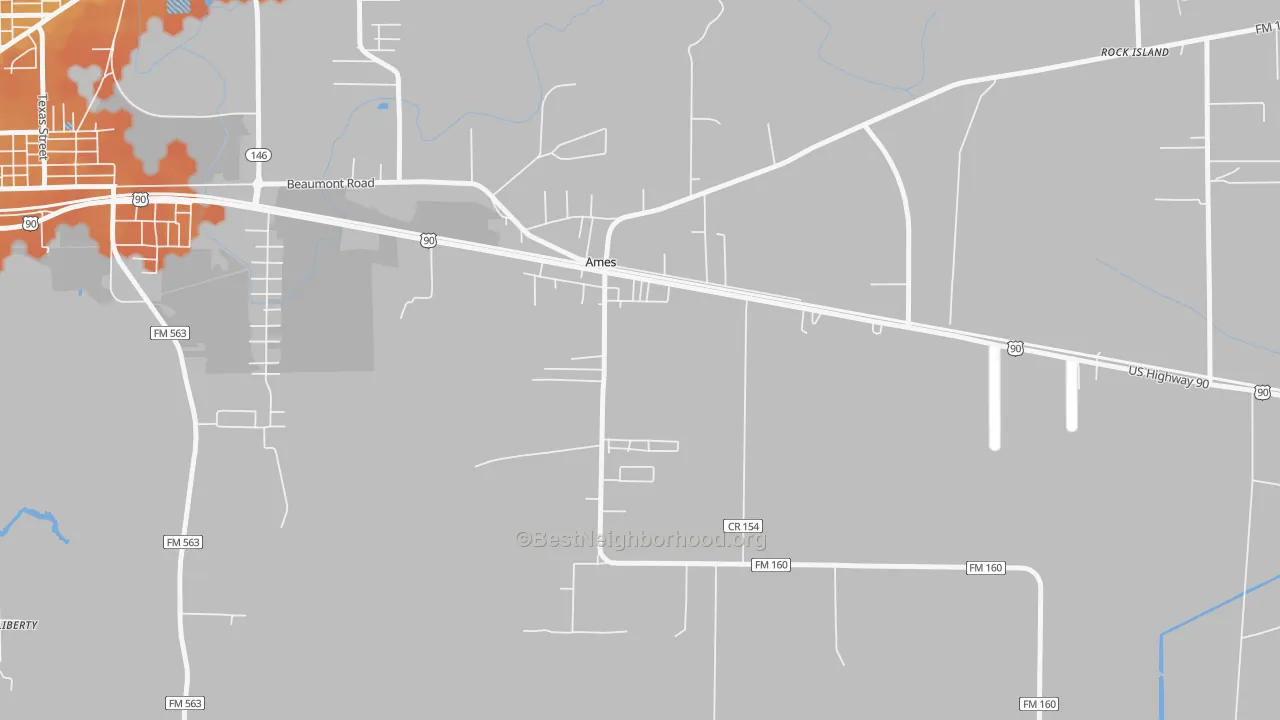 Bike Grade map of Ames, TX