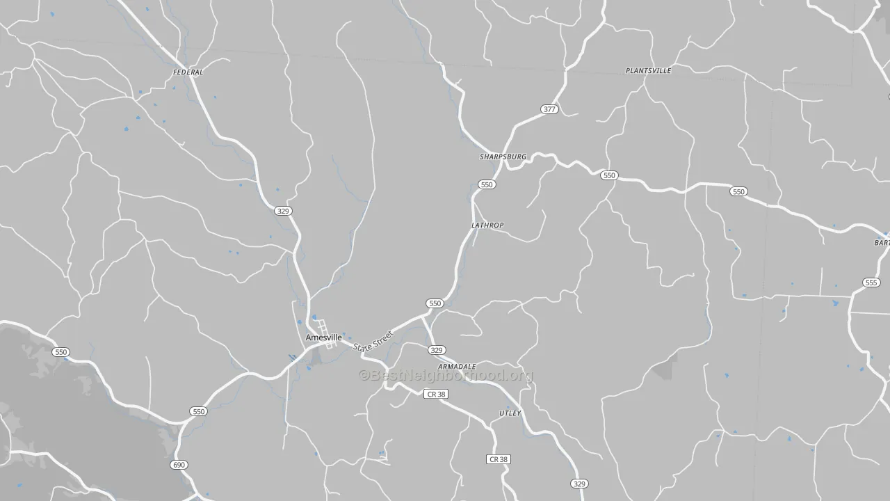 Bike Grade map of Amesville, OH