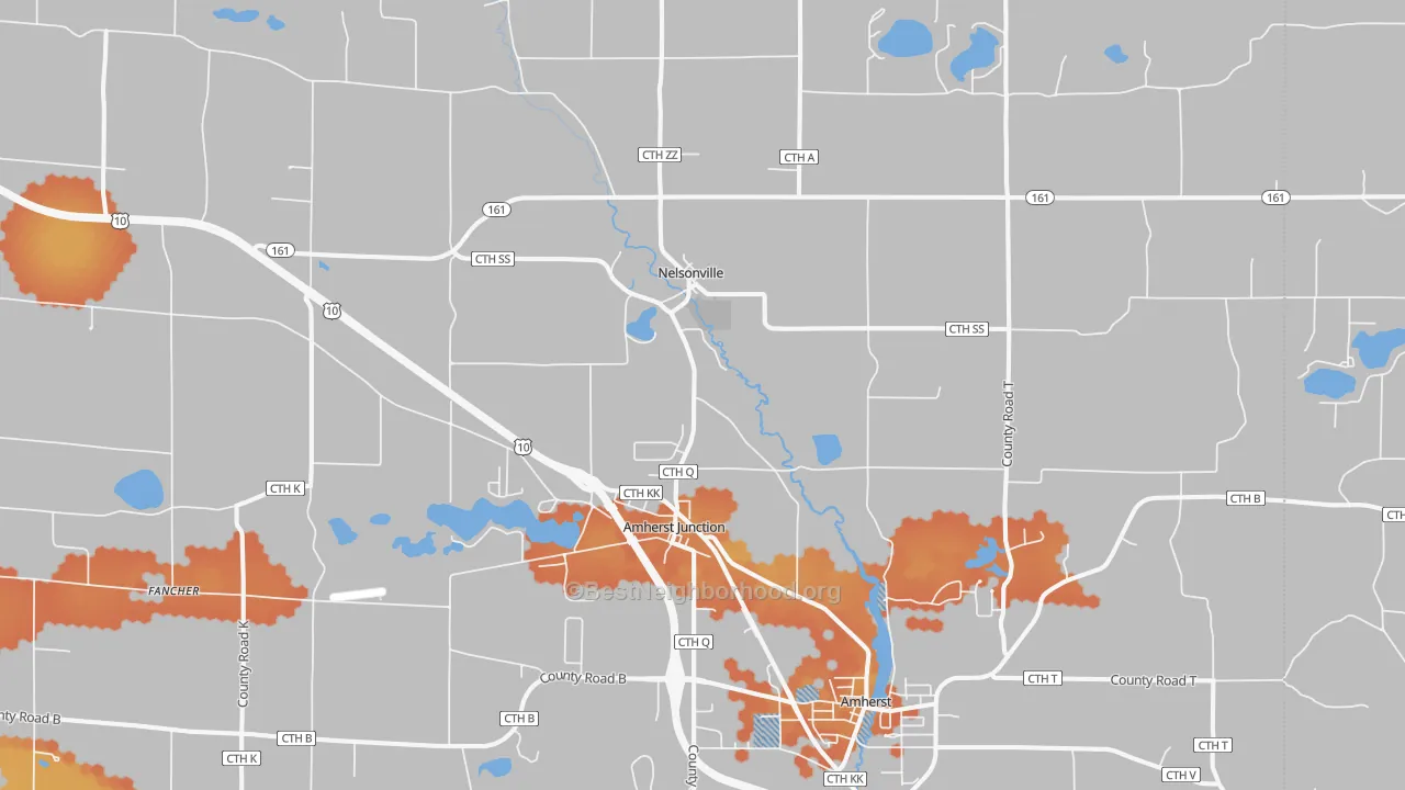 Bike Grade map of Amherst Junction, WI