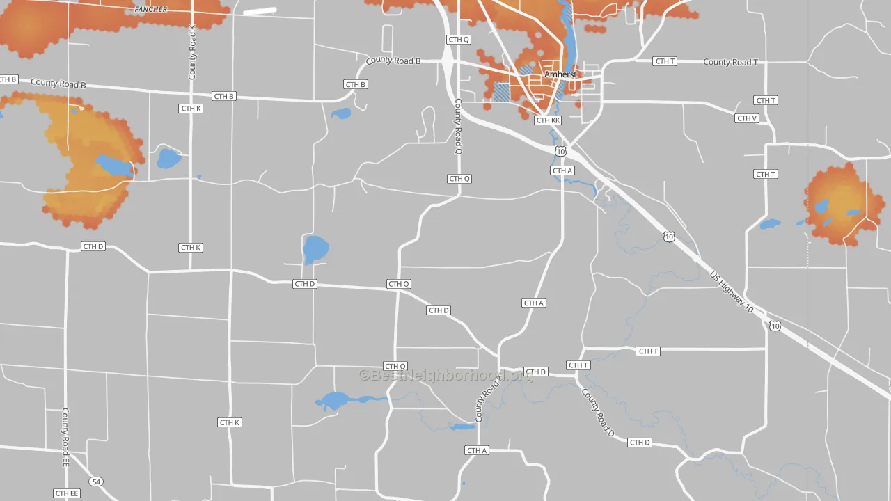 Bike Grade map of Amherst, WI