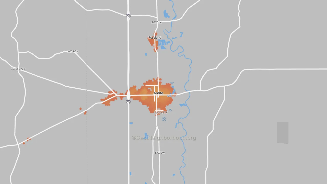 Bike Grade map of Amite City, LA
