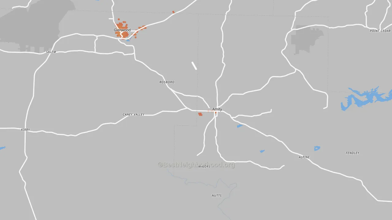 Bike Grade map of Amity, AR