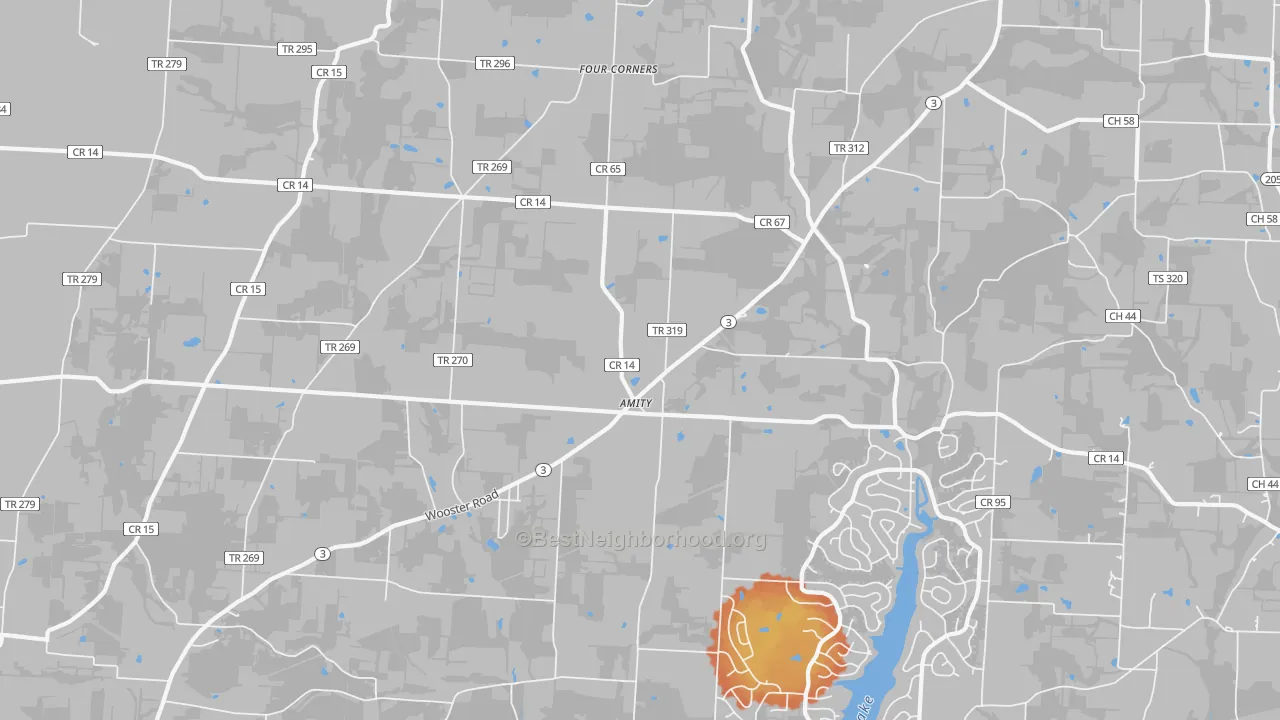 Bike Grade map of Amity, OH