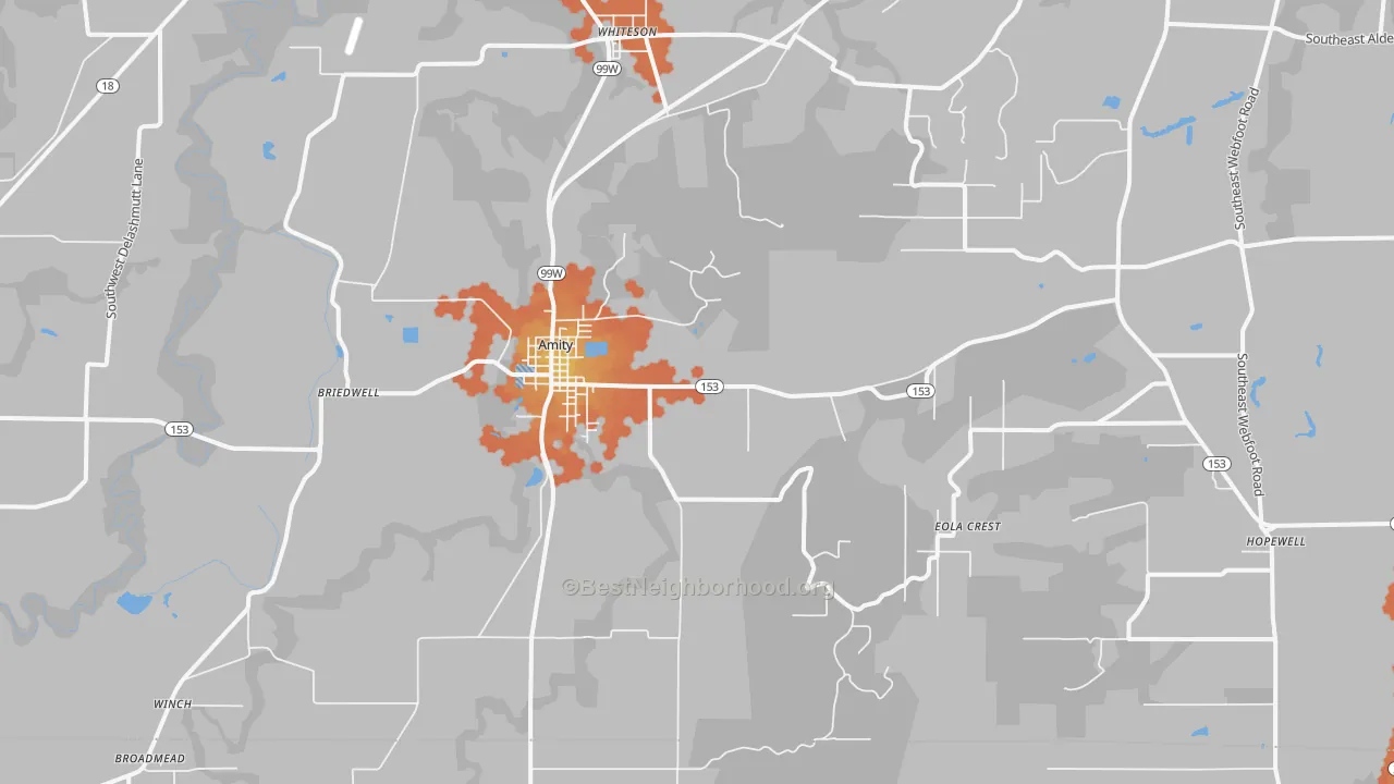 Bike Grade map of Amity, OR