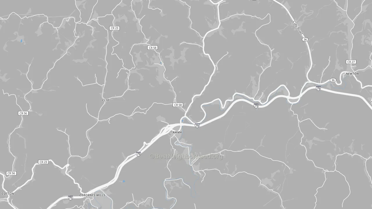Bike Grade map of Amma, WV