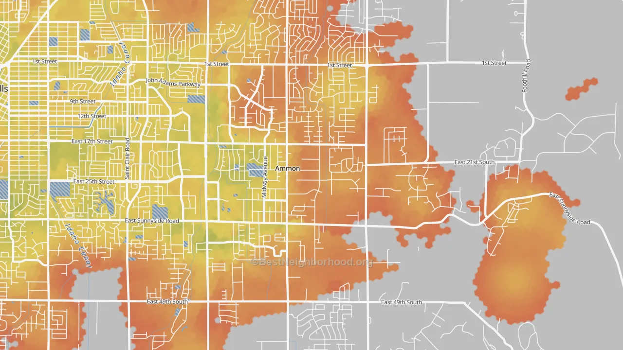 Bike Grade map of Ammon, ID