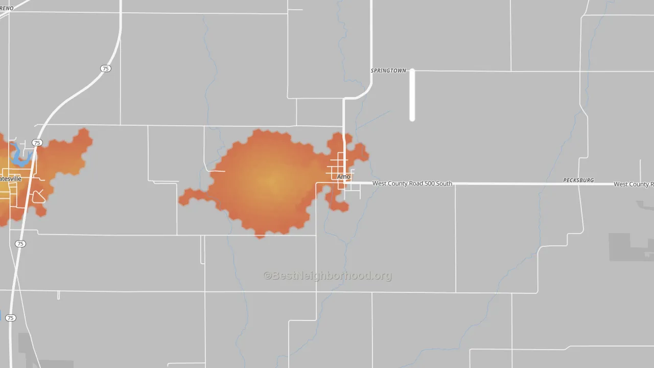 Bike Grade map of Amo, IN