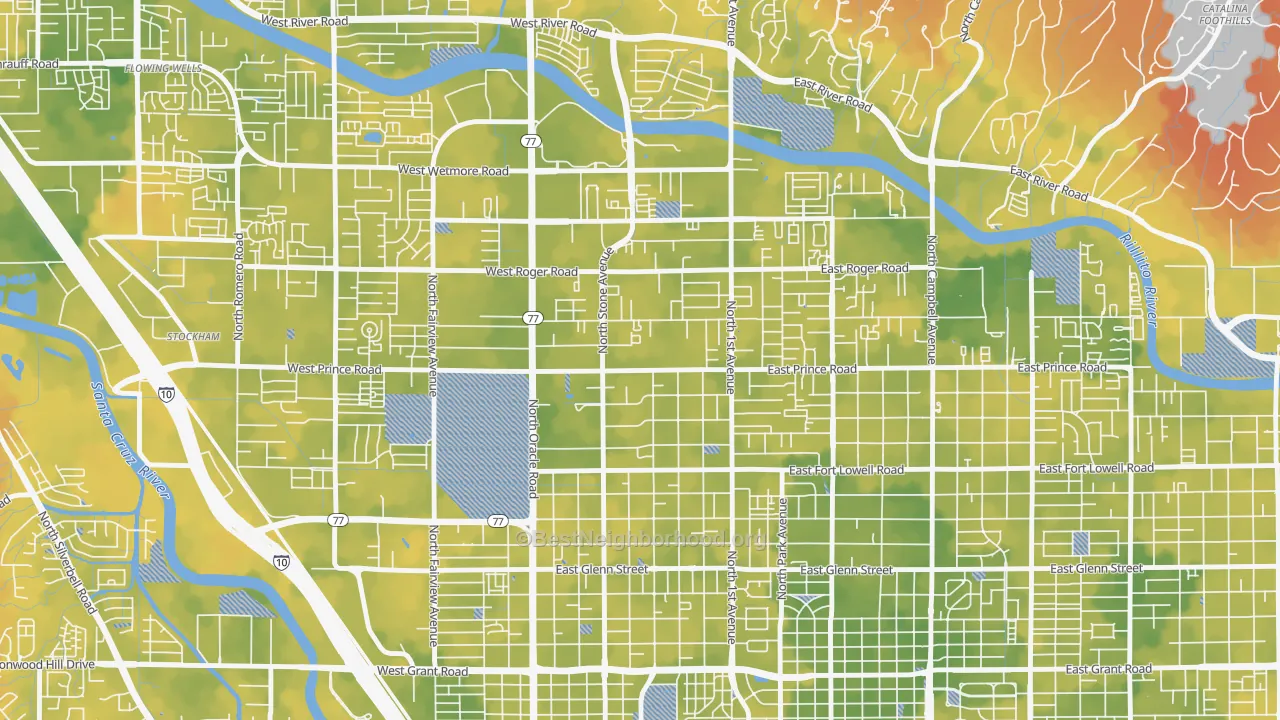 Bike Grade map of Amphi, Tucson, AZ